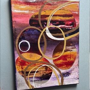Abstract Canvas Art with Gold and Purple Accents